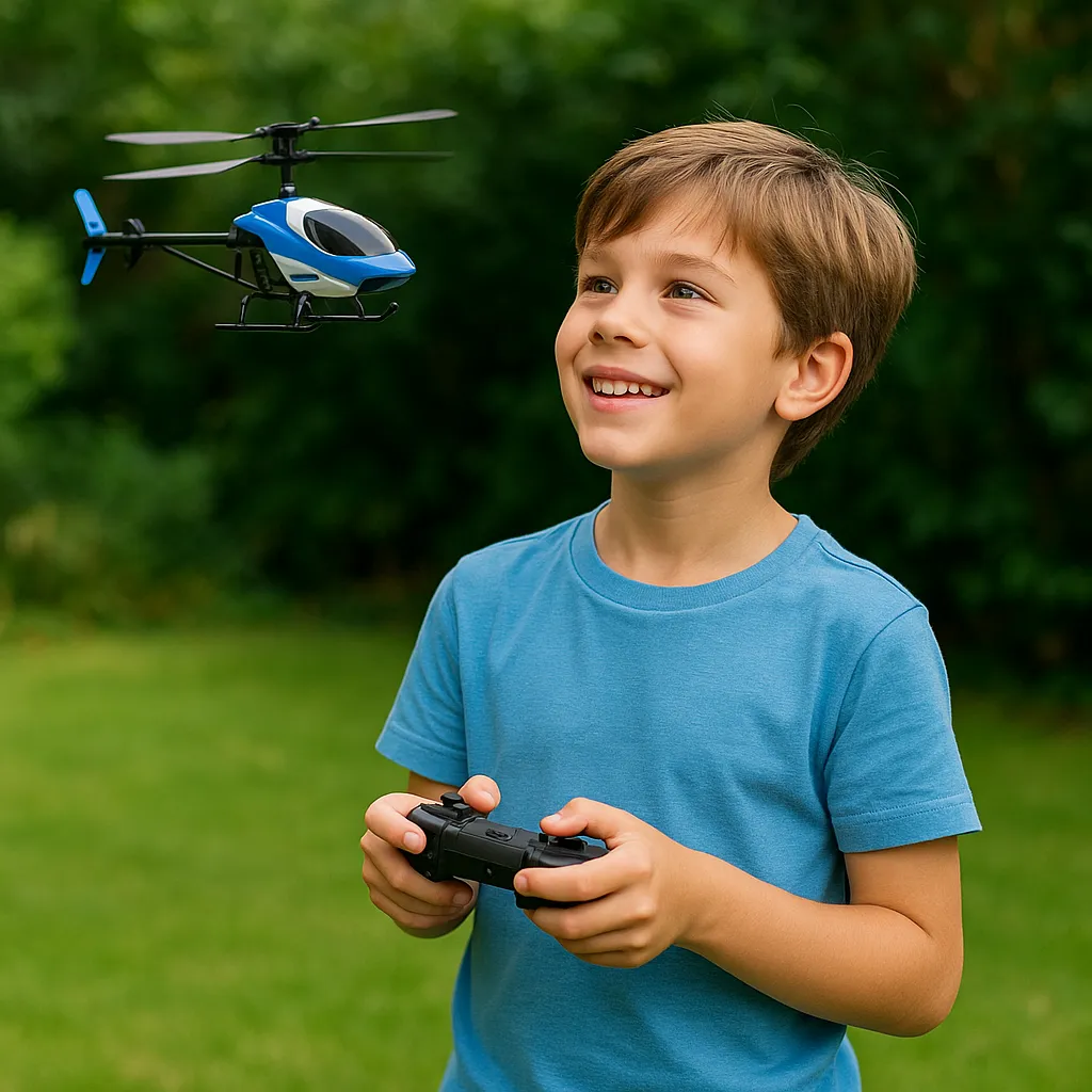 bild eines kindes mit Ferngesteuerte Helikopter für Kinder